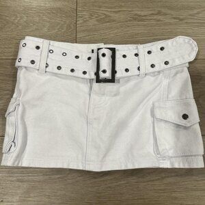 Princess Polly iconic cargo mini skirt white